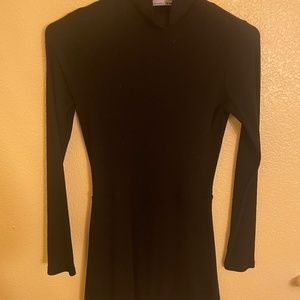 Reformation Maya Dress - Turtleneck Mini Dress Black